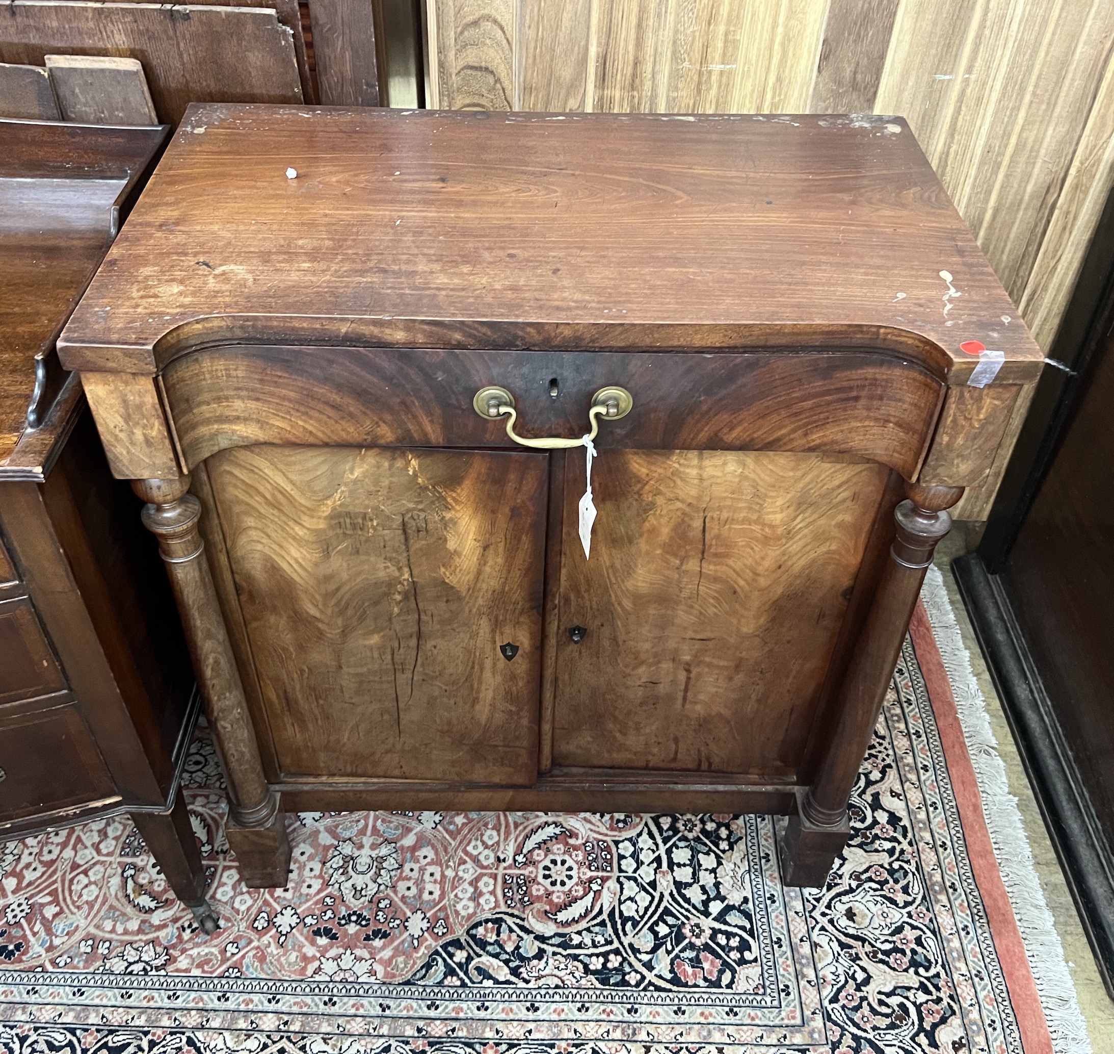 A 19th century Continental mahogany side cabinet, width 77cm, depth 45cm, height 83cm